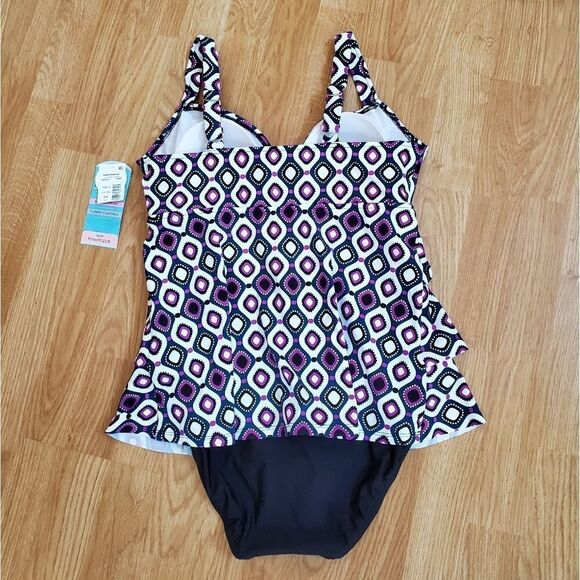 Swim Solutions Jewels Tiered Tummy Control 1-Piece - Picture 8 of 16